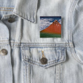 Rode Fuji, ook bekend als Fujiyama vulkaan Katsush Vierkante Button 5,1 Cm (In situ)