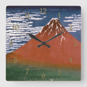 Rode Fuji, ook bekend als Fujiyama vulkaan Katsush Vierkante Klok (Voorkant)