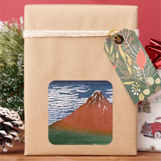 Rode Fuji, ook bekend als Fujiyama vulkaan Katsush Vierkante Sticker (Feestdagen)