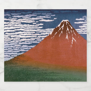 Rode Fuji, vulkaan Aka Fujiyama Katsushika Hokusai Bier Etiket