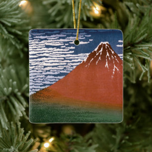 Rode Fuji, vulkaan Aka Fujiyama Katsushika Hokusai Keramisch Ornament