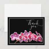 Rode geaderde orchidee tegen zwarte achtergrond Da Briefkaart (Voorkant / Achterkant)
