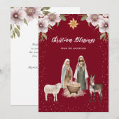 Rode Geboorte Scène Christelijke Kerstmis Kaart (Voorkant / Achterkant)