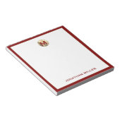 Rode Geborstelde Gouden Monogram Notitieblok (Schuin)