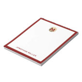 Rode Geborstelde Gouden Monogram Notitieblok (Linkerzijde)