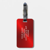 Rode geborstelde metalen monogram bagagelabel (Achterkant verticaal)