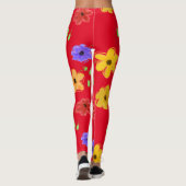Rode gedurfde bloemen Leggings (Achterkant)