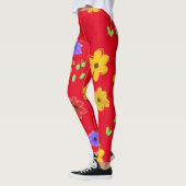 Rode gedurfde bloemen Leggings (Links)