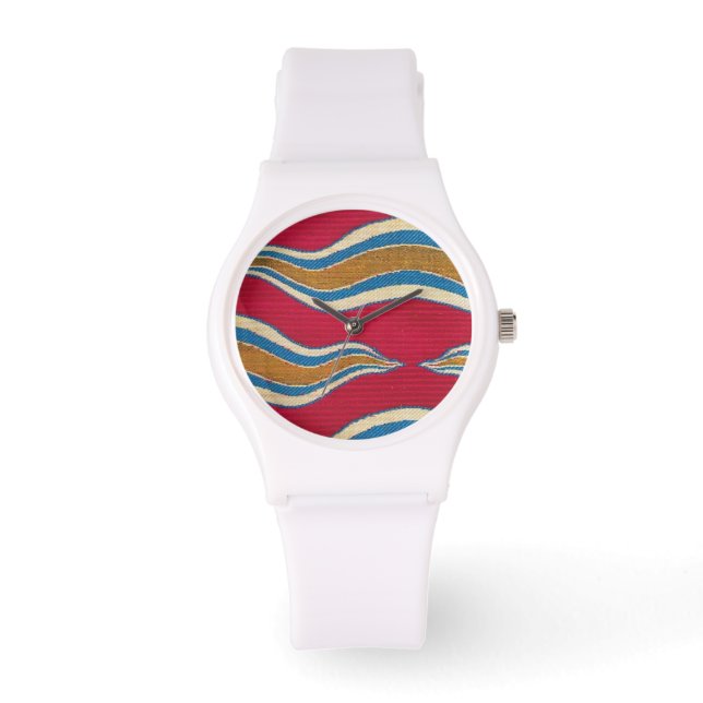 RODE GEEL ABSTRACTE WAVELLEN HORLOGE (Voorkant)