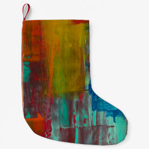 RODE GEEL BLAUW EN WITTE ABSTRACTE SCHIJVEN KLEINE KERSTSOK