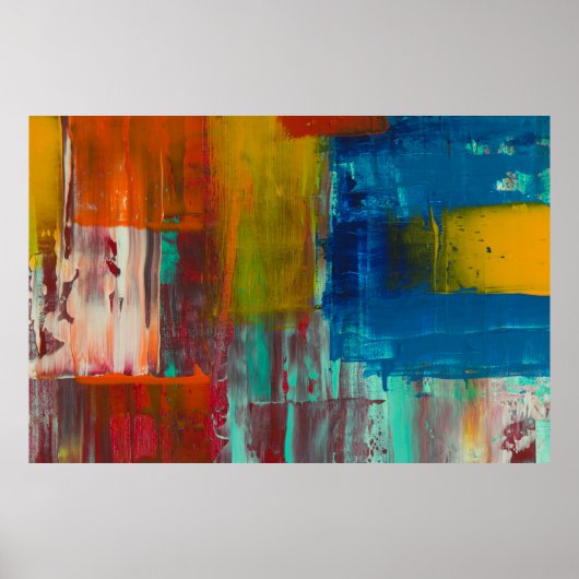RODE GEEL BLAUW EN WITTE ABSTRACTE SCHIJVEN POSTER (Voorkant)