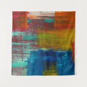 RODE GEEL BLAUW EN WITTE ABSTRACTE SCHIJVEN WANDKLEED (Voorkant (horizontaal))