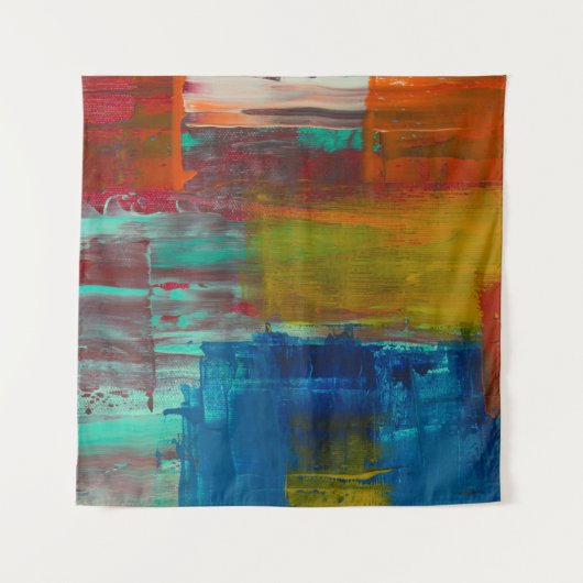 RODE GEEL BLAUW EN WITTE ABSTRACTE SCHIJVEN WANDKLEED (Voorkant (horizontaal))