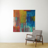 RODE GEEL BLAUW EN WITTE ABSTRACTE SCHIJVEN WANDKLEED (In situ)