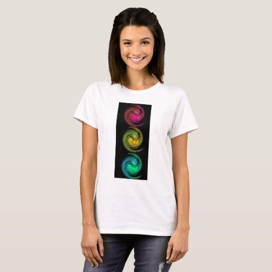 RODE GEEL BLAUW LIGHT VORTEX Fractal Art T-shirt (Voorkant volledig)