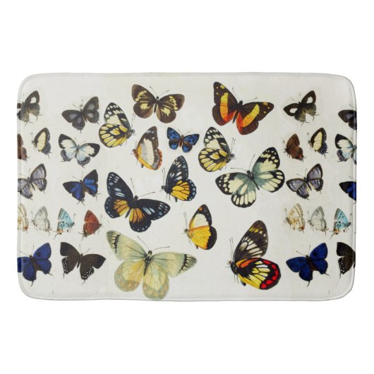 RODE GEEL BLAUW WITTE BUTTERFLIES Beauty Natuur Badmat (Voorkant)
