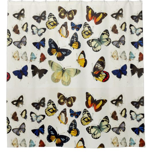 RODE GEEL BLAUW WITTE BUTTERFLIES Beauty Natuur Douchegordijn (Voorkant)