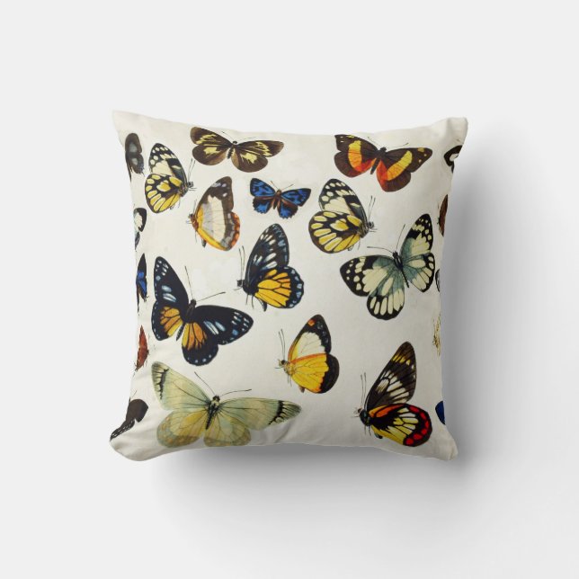 RODE GEEL BLAUW WITTE BUTTERFLIES Beauty Natuur Kussen (Voorkant)