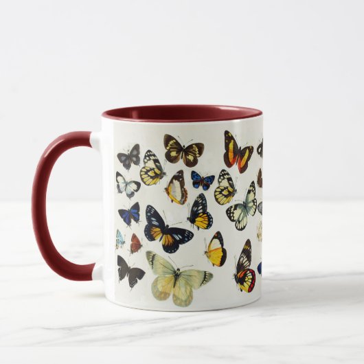 RODE GEEL BLAUW WITTE BUTTERFLIES Beauty Natuur Mok (Links)