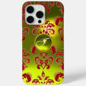 RODE GEEL DAMASKGEMSTONE MONOGRAM Floral Case-Mate iPhone Case (Achterkant)