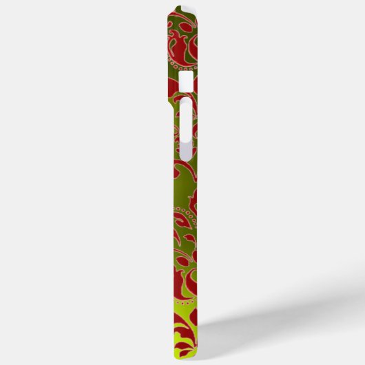 RODE GEEL DAMASKGEMSTONE MONOGRAM Floral Case-Mate iPhone Case (Achterkant / Links)