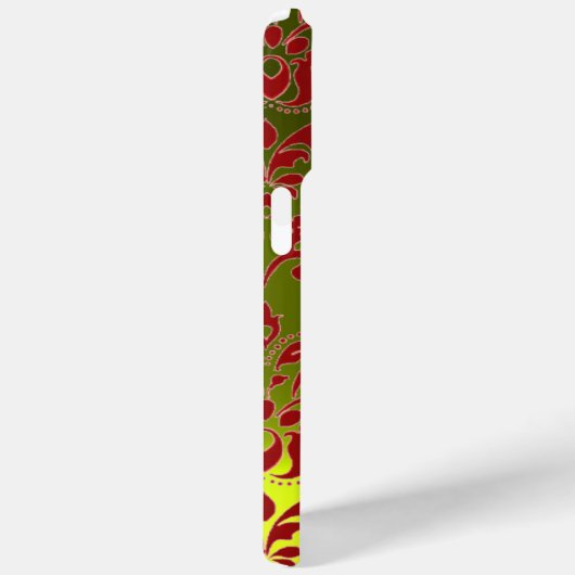 RODE GEEL DAMASKGEMSTONE MONOGRAM Floral Case-Mate iPhone Case (Achterkant / Rechts)