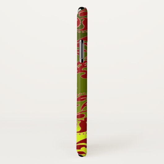 RODE GEEL DAMASKMONOGRAM Case-Mate iPhone CASE (Achterkant / rechts)