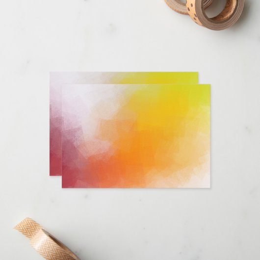 Rode Geel Oranje Groen Modern Abstract Kunstwerk Notitiekaartje (Voorkant / Achterkant in situ)