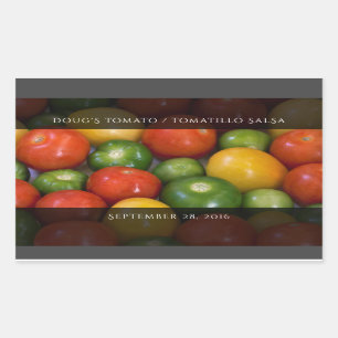 Rode geel tomaten en groene tomatillos rechthoekige sticker