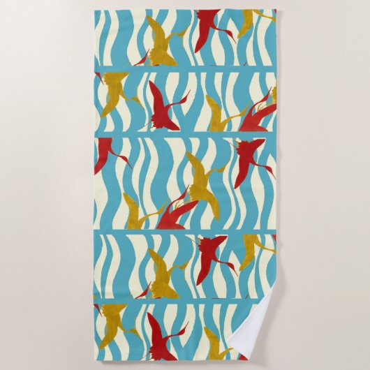 RODE GEEL VLIEGTUIGEN OP WITTE BLAUWE ZEE WAVES B STRANDLAKEN (Voorkant)