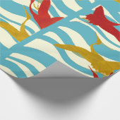 RODE GEEL VLIEGTUIGEN OP WITTE BLAUWE ZEE WAVES CADEAUPAPIER (Hoek)