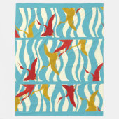 RODE GEEL VLIEGTUIGEN OP WITTE BLAUWE ZEE WAVES FLEECE DEKEN (Voorkant)