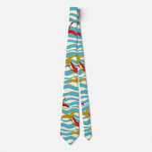 RODE GEEL VLIEGTUIGEN OP WITTE BLAUWE ZEE WAVES STROPDAS (Voorkant)