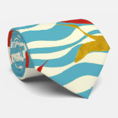 RODE GEEL VLIEGTUIGEN OP WITTE BLAUWE ZEE WAVES STROPDAS (Opgerold)
