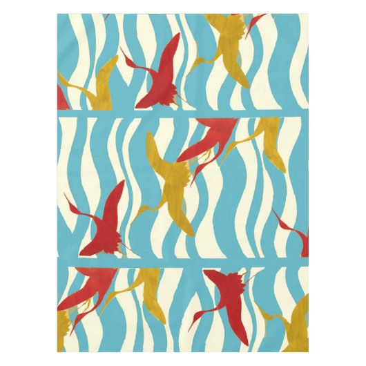 RODE GEEL VLIEGTUIGEN OP WITTE BLAUWE ZEE WAVES TAFELKLEED (Voorkant)