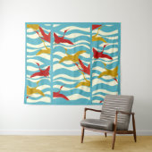 RODE GEEL VLIEGTUIGEN OP WITTE BLAUWE ZEE WAVES WANDKLEED (In Situ (horizontaal))