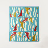 RODE GEEL VLIEGTUIGEN OP WITTE BLAUWE ZEE WAVES WANDKLEED (Voorkant)