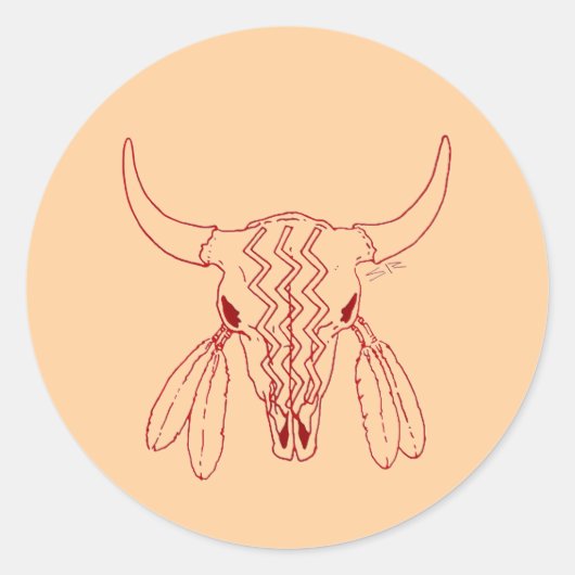 Rode Geest Dans Bizon leer grote ronde stickers (Voorkant)