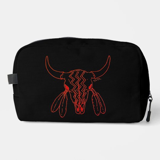 Rode Geest Dans Bizon lijn zwarte dopp kit Toilettasje (Voorkant)