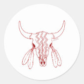 Rode Geest Dans Bizon witte ronde grote stickers (Voorkant)