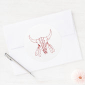 Rode Geest Dans Bizon witte ronde grote stickers (Envelop)