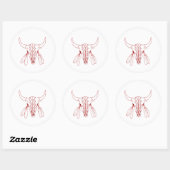 Rode Geest Dans Bizon witte ronde grote stickers (Vel)