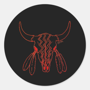 Rode Geest Dans Bizon zwarte ronde grote stickers