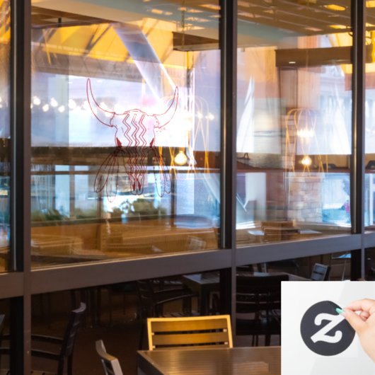 Rode Geest Dans Buffel venstersticker Raamsticker (Restaurant Raam)