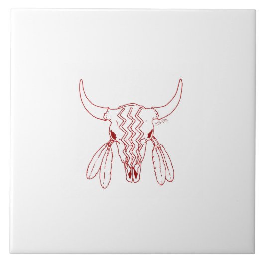 Rode Geest Danst Buffalo witte grote tegel Tegeltje (Voorkant)