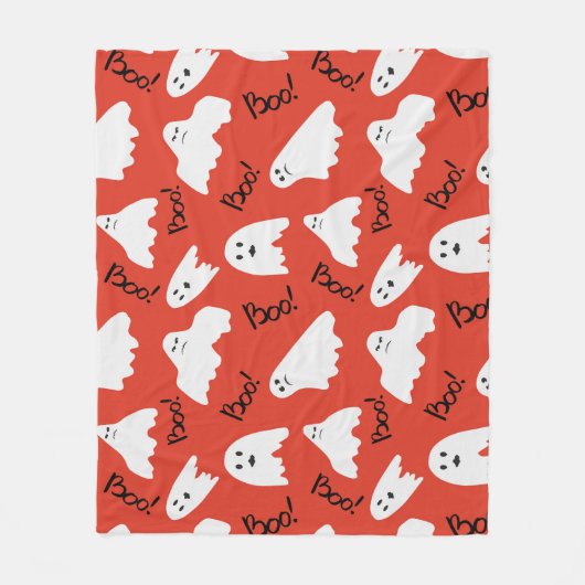 Rode Geesten: Halloween Patroon Fleece Deken (Voorkant)