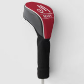 Rode gegolfde hoofdhoes met monogram golfheadcover (Schuin)