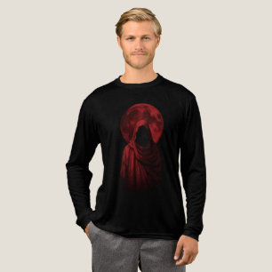 Rode gehulde figuur Donkere gotische bloedmaan fan Tri-Blend Shirt