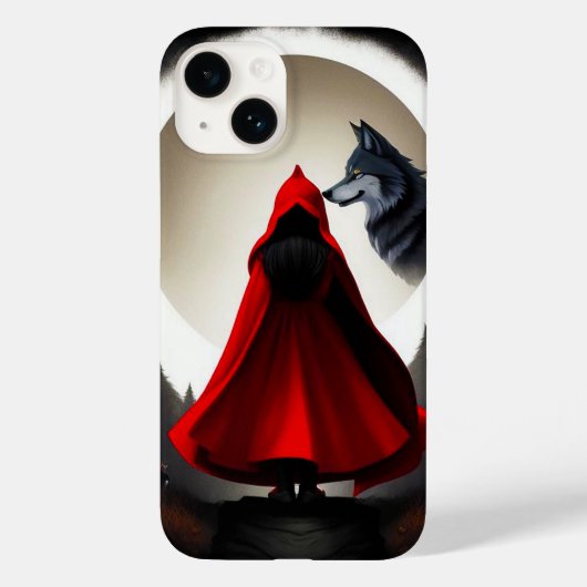 Rode gehulde figuur tegenover majestueuze wolf Case-Mate iPhone case (Achterkant)
