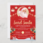 Rode Geïllustreerde Secret Santa Cadeau Uitwisseli Kaart (Voorkant)